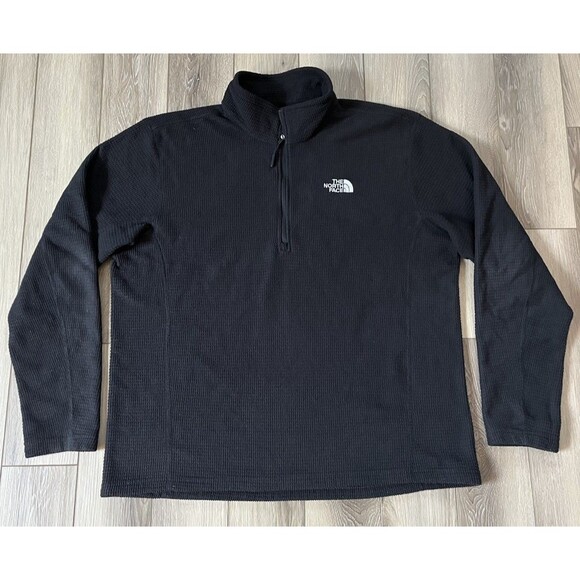The North Face Fleece Jacket Extra Large XL Mens Black Waffle Mock Neck 1/4 Zip - Picture 3 of 9